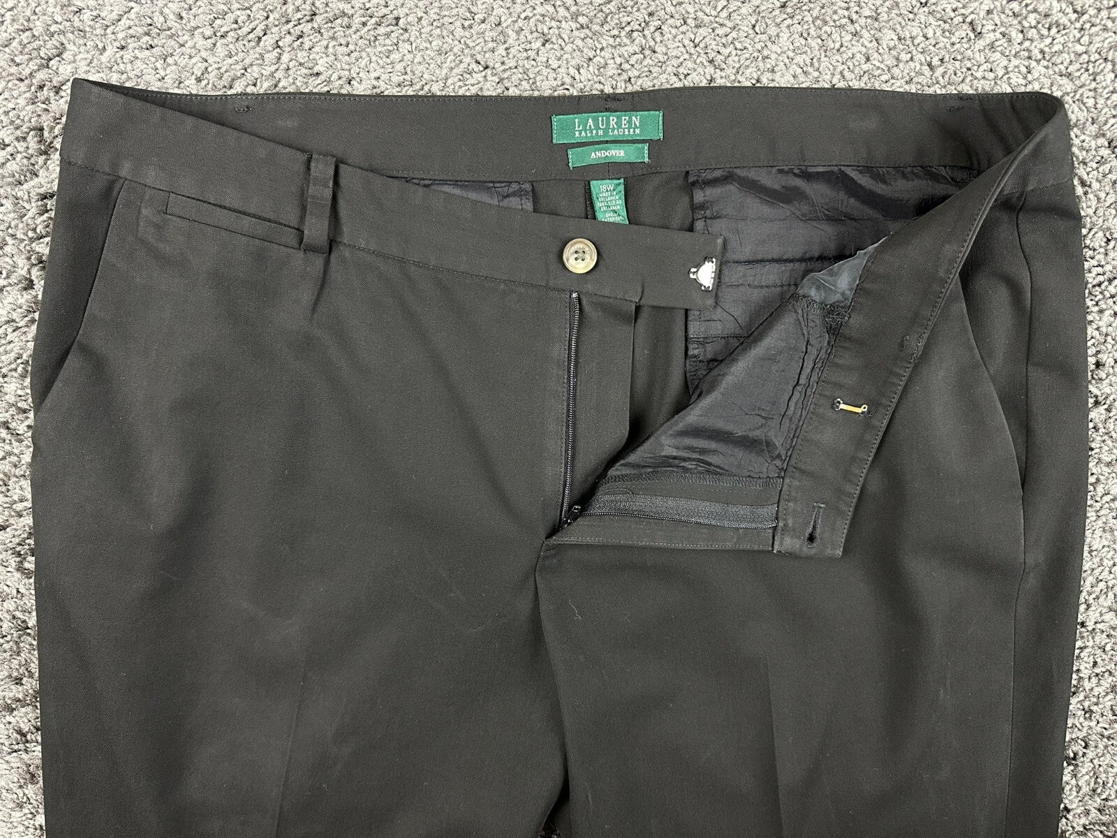 Lauren Ralph Lauren Andover Pants Black Stretch Dress Trousers Plus Size 18W