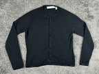Vintage Valerie Stevens Womens M Black 100% Cashmere Beaded Cardigan Flaw