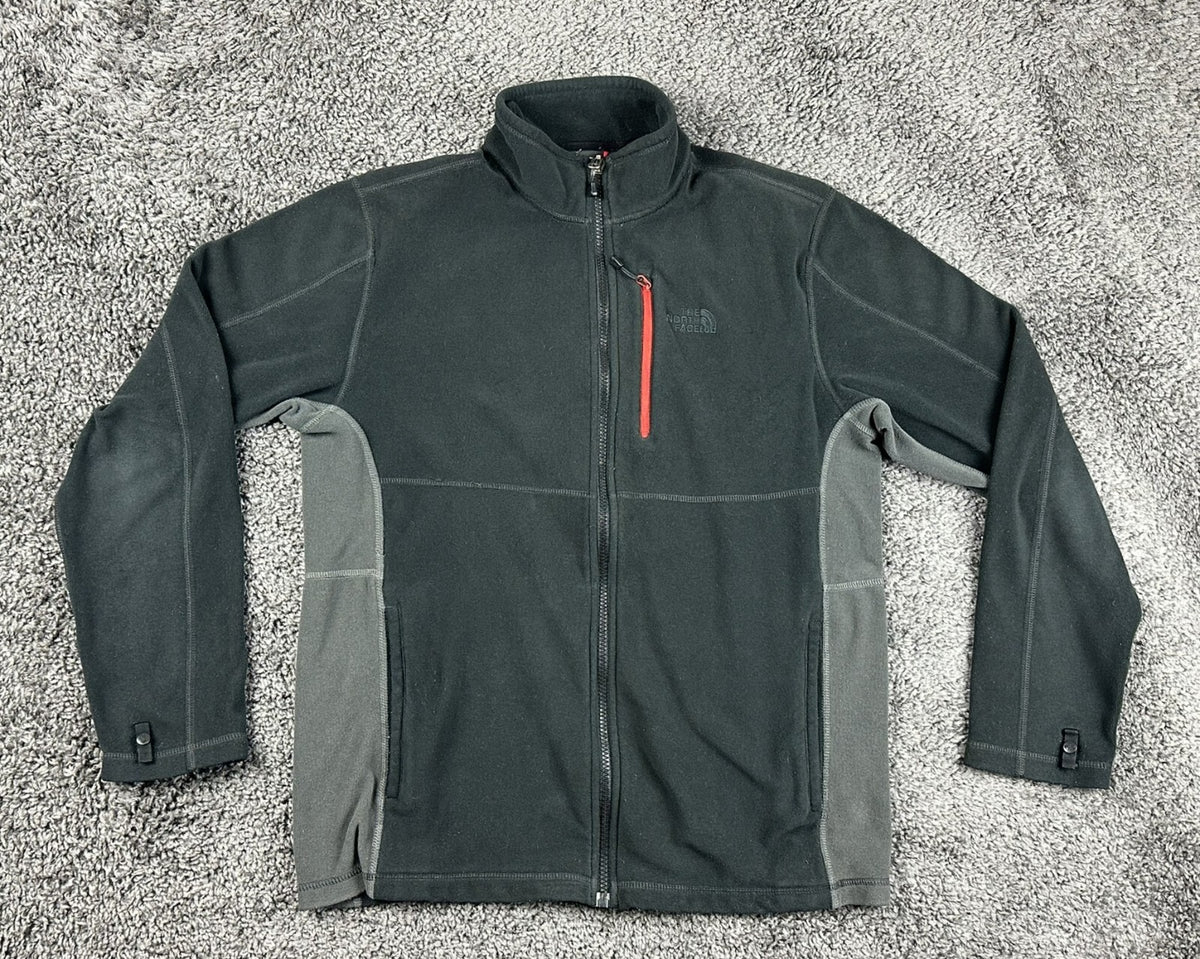 The North Face Polartec Fleece Jacket Mens Medium Full Zip Black Grey