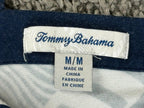 Tommy Bahama Leaf Line Tambour V-Neck Shift Dress M Blue White Tropical Stretch