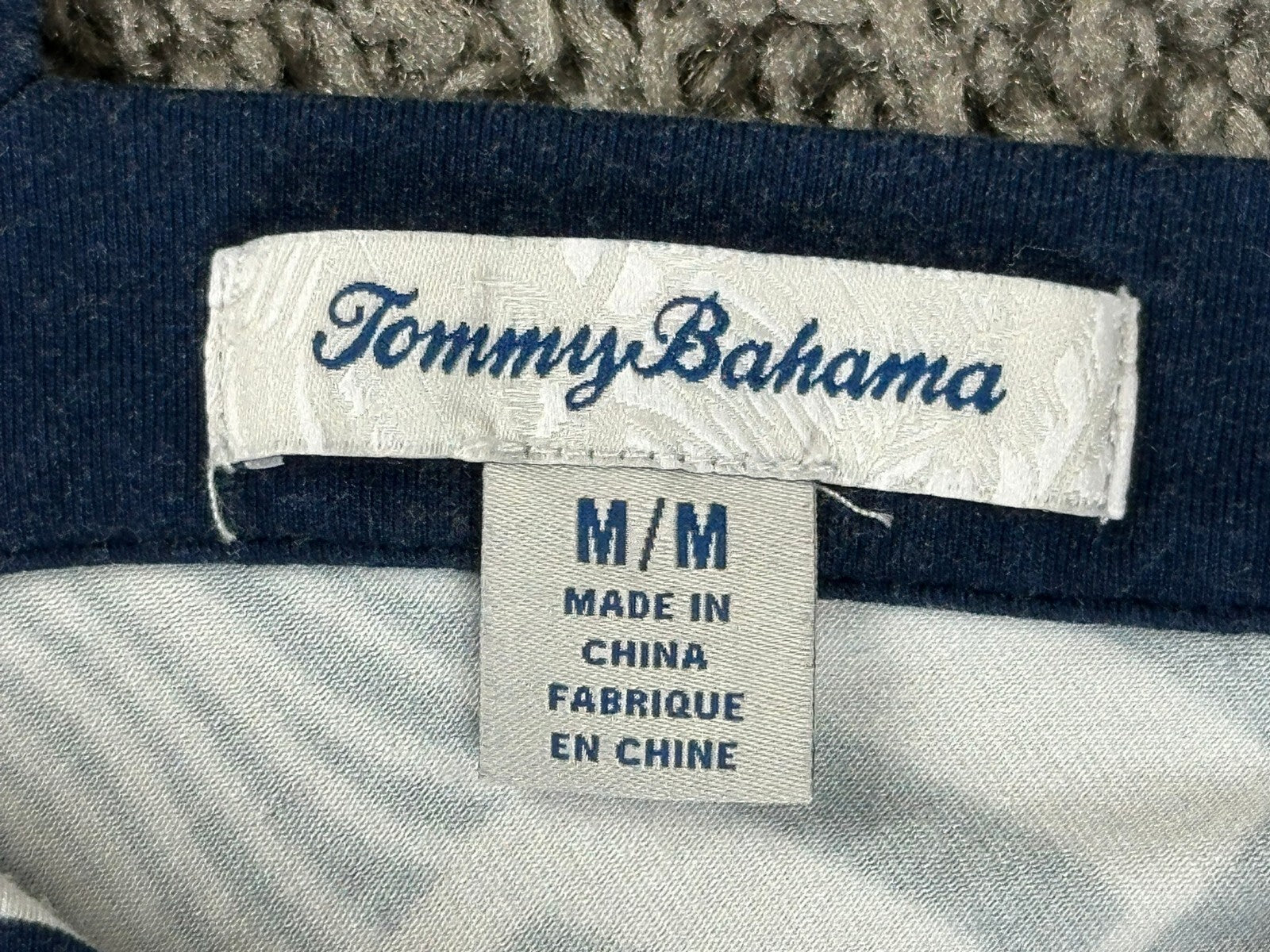 Tommy Bahama Leaf Line Tambour V-Neck Shift Dress M Blue White Tropical Stretch