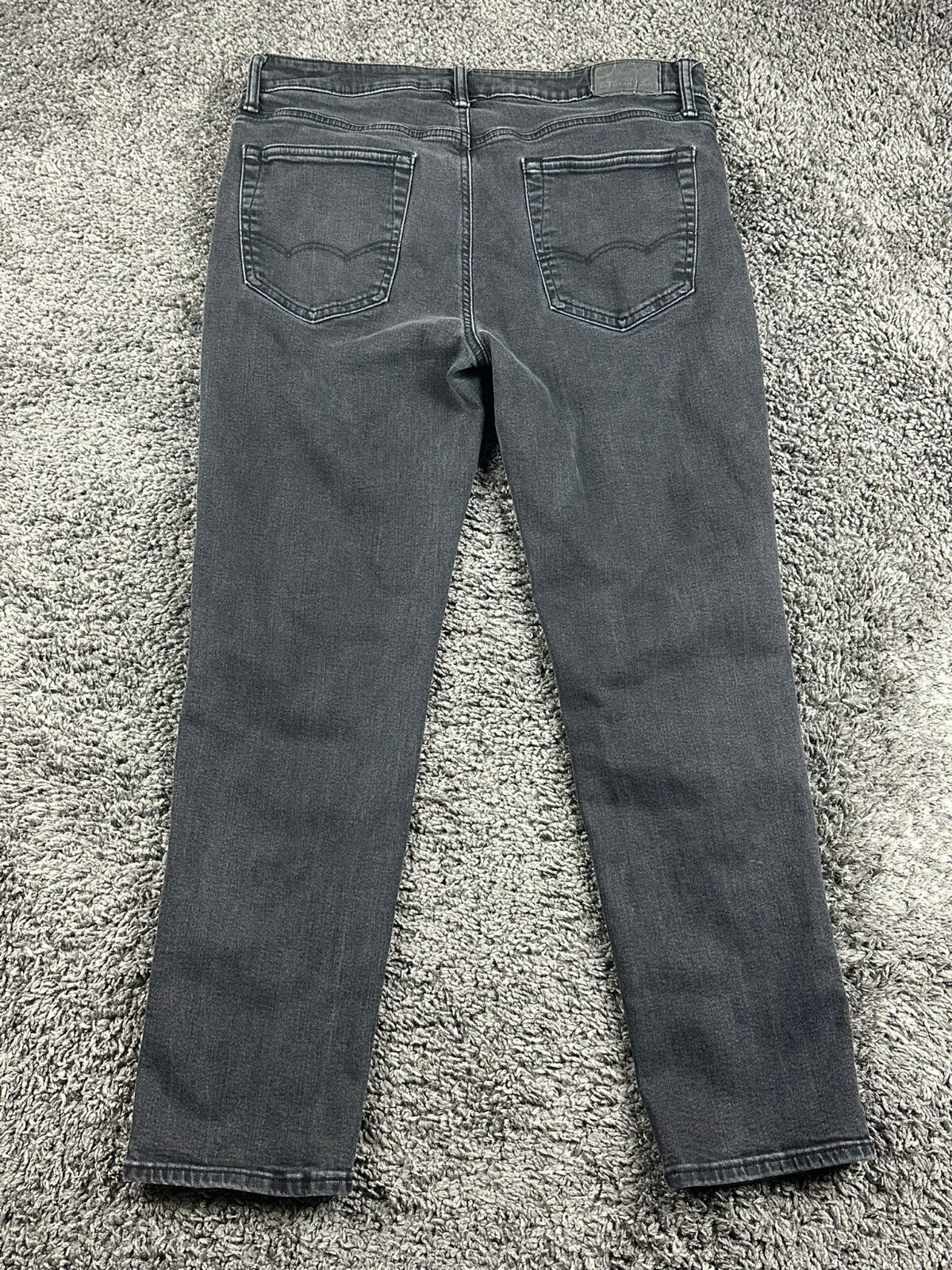 American Eagle AirFlex+ Jeans Mens Black Gray Distressed Stretch Denim Sz 34x32