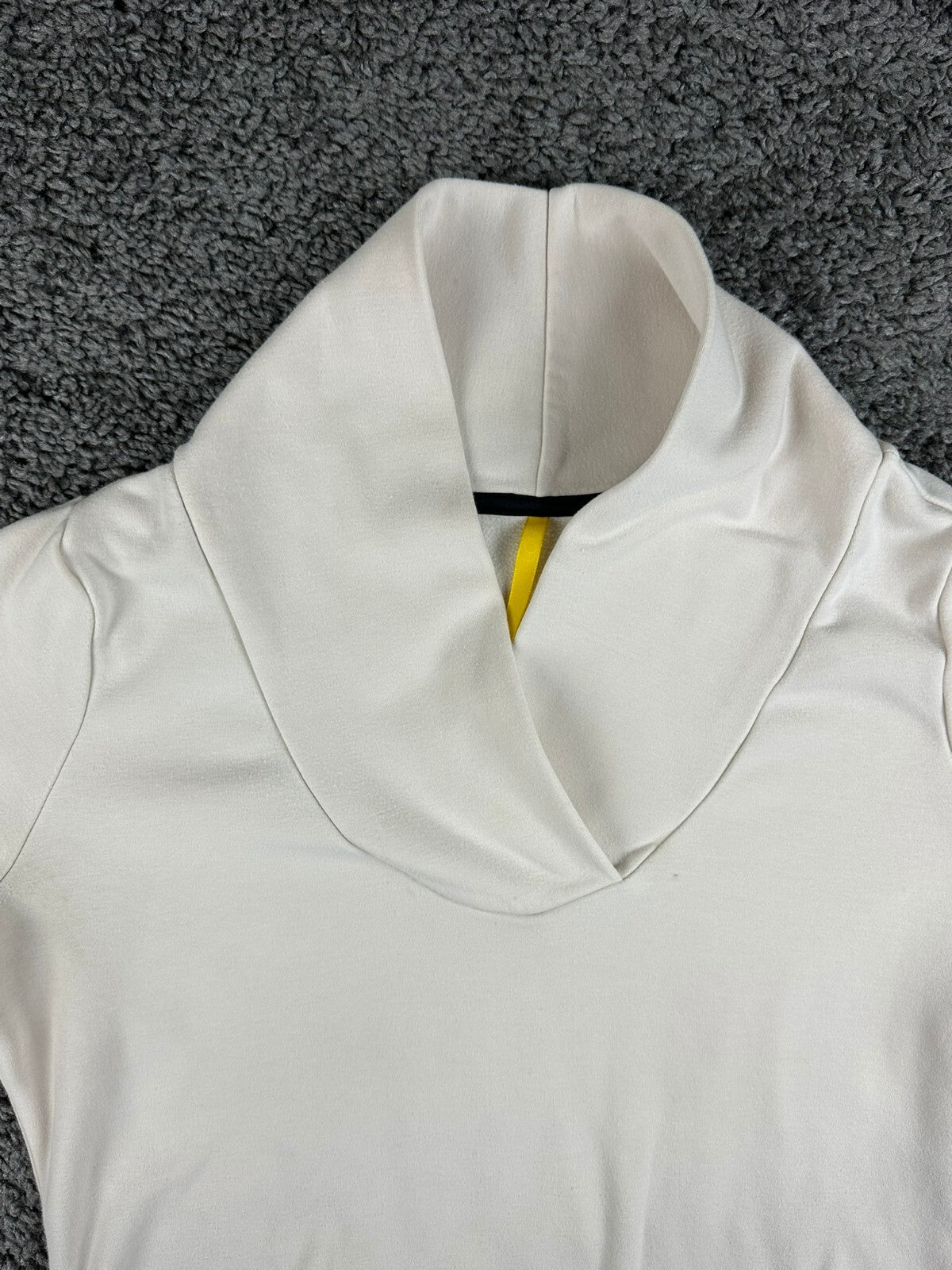 Lolë Womens L White Call Me Cowl Neck Pocket Sweatshirt Tunic Dress