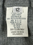 Vintage Dani Max Lois Snyder Pant Suit Womens 12P Gray Long Blazer Tapered Pants