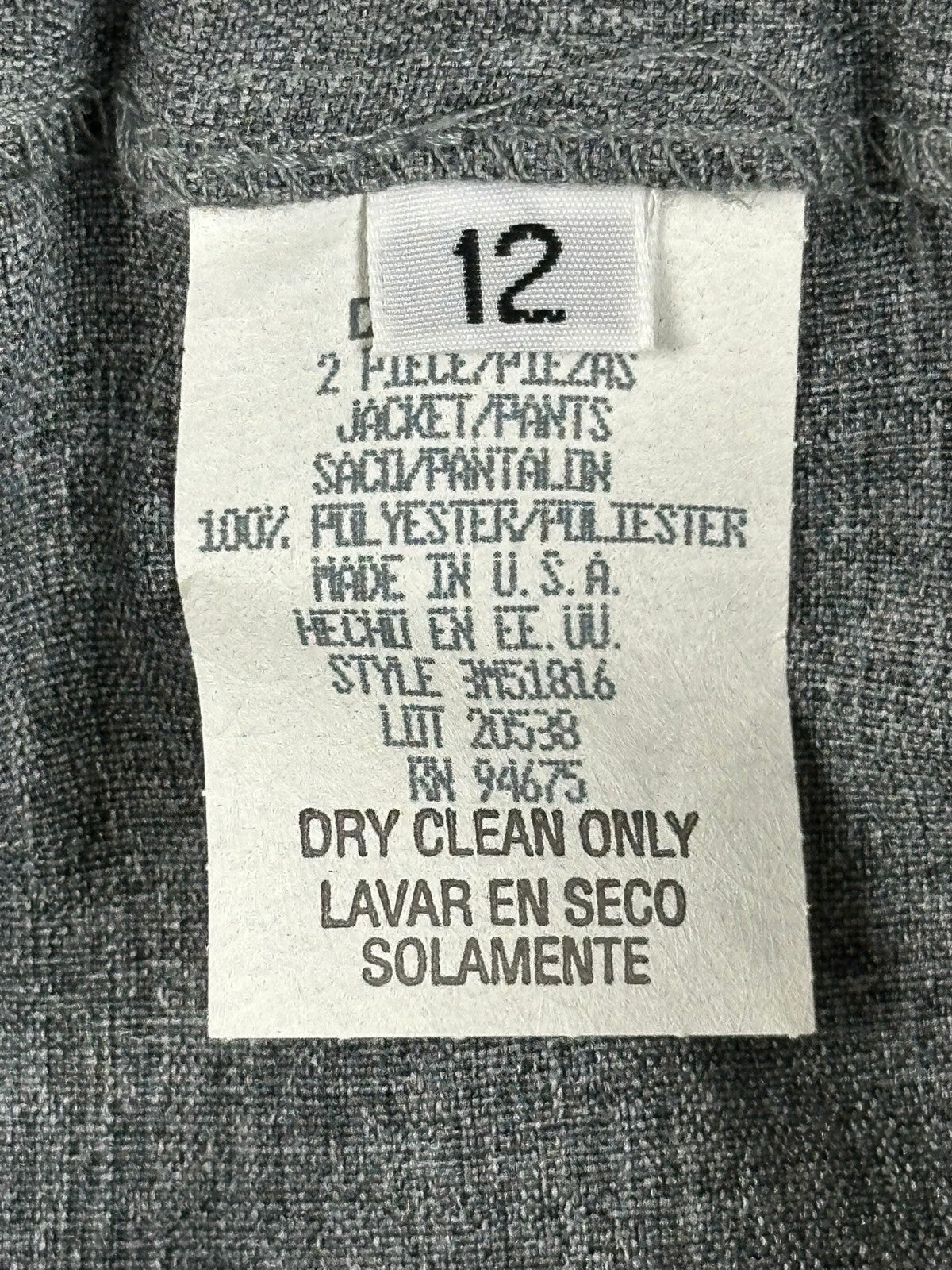Vintage Dani Max Lois Snyder Pant Suit Womens 12P Gray Long Blazer Tapered Pants