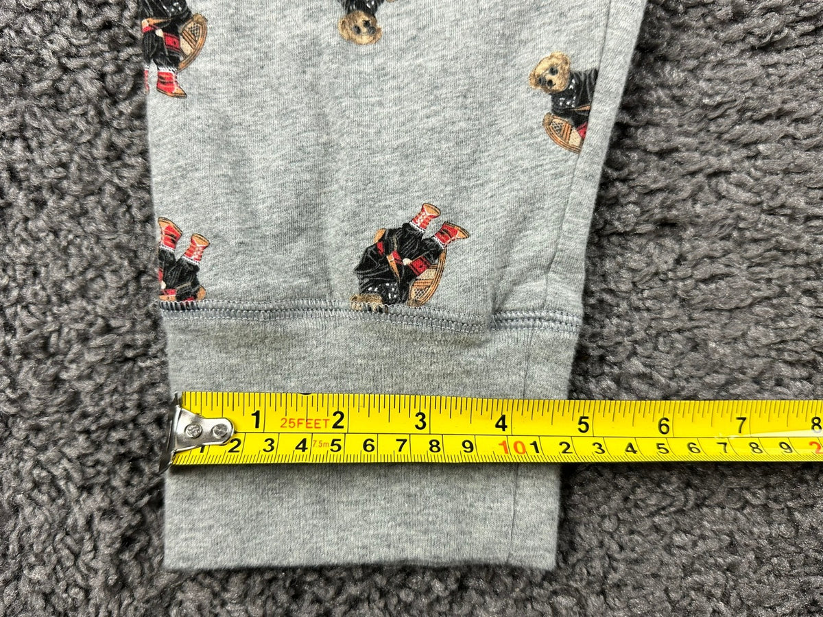 Polo Ralph Lauren Mens L Grey All-Over Print Polo Bear Sleepwear Jogger Pants