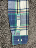 Gant Rugger Men's Large L Plaid Fall Madras Long Sleeve Shirt Blue Green