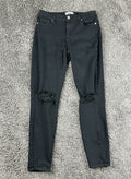 PAIGE Verdugo Ankle Jeans Womens 28 Black Distressed Ripped Knee Skinny Twilight