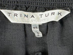Trina Turk Womens XS Black Off-The-Shoulder Smocked Top Fringe Hem