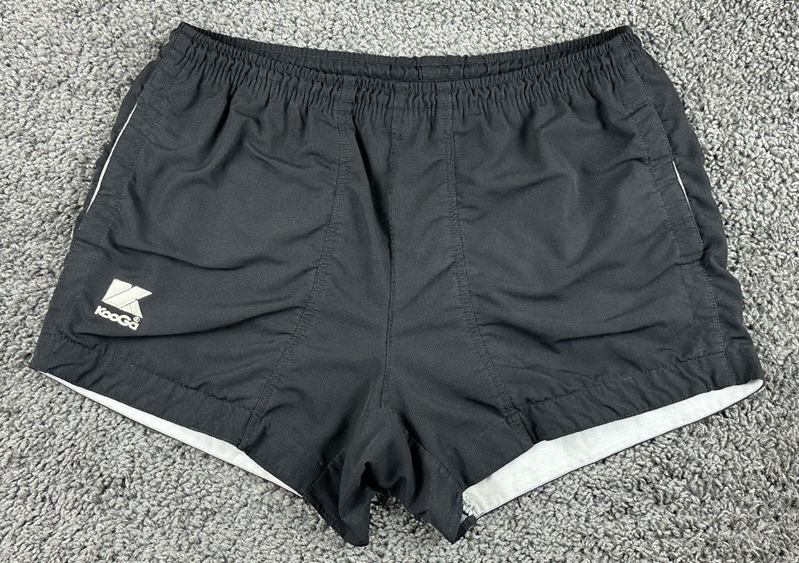 KooGa Rugby Shorts Mens Small Black Pockets Elastic Waist Training Athletic 32