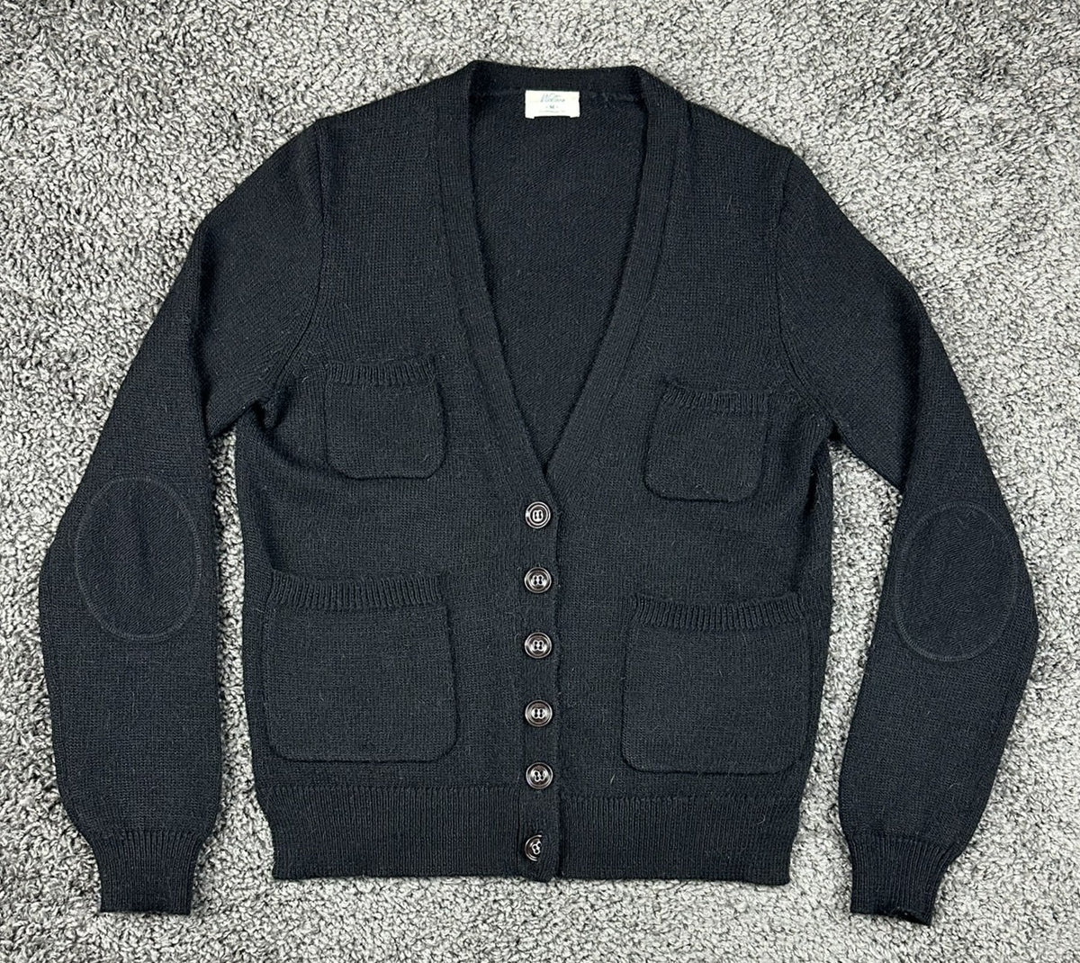 Wallace Madewell Womens Black Alpaca Wool Elbow Patch Cardigan Sweater Size M
