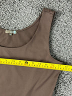 JudyP Womens Tank Top Medium Brown Scoop Neck Sleeveless Stretch Made in USA