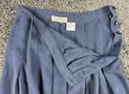 Vintage Capriccio 100% Silk Pleated Midi Maxi Skirt Womens 1 S Blue Side Buttons