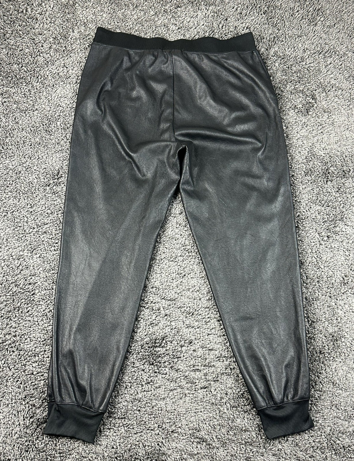 Matty M Faux Leather Jogger Pants Womens Size Medium Black Elastic Waist