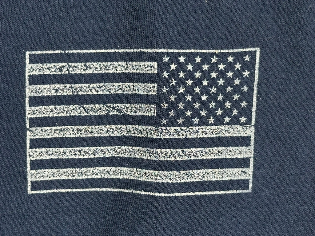 US Navy Mens L Graphic T-Shirt Blue Patriotic Eagle Anchor Flag Back Print
