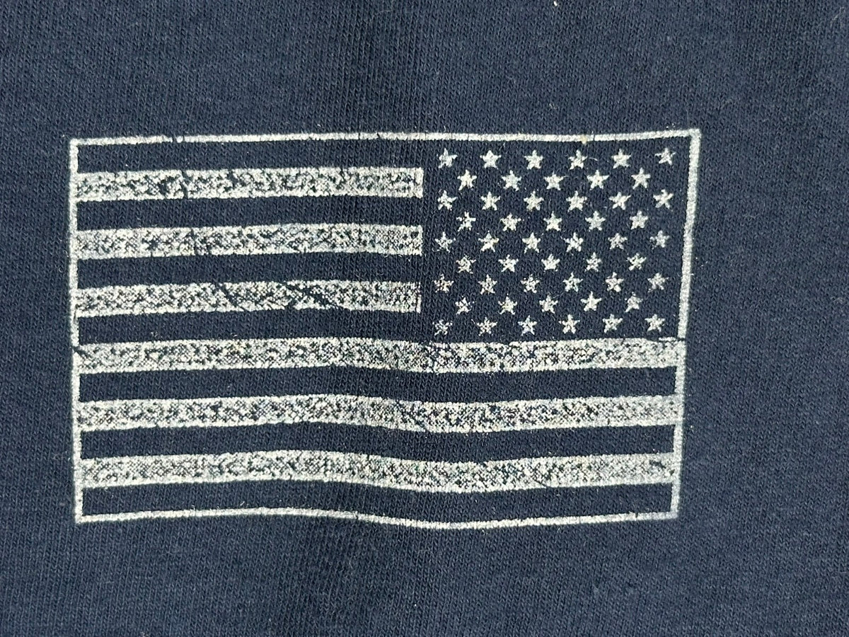 US Navy Mens L Graphic T-Shirt Blue Patriotic Eagle Anchor Flag Back Print