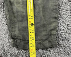 Camo Linen Jumpsuit Womens Size Medium Olive Green V-Neck Pockets Romper