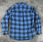 LL Bean Mens Scotch Plaid Flannel Shirt Slightly Fitted Blue Cotton Sz Medium