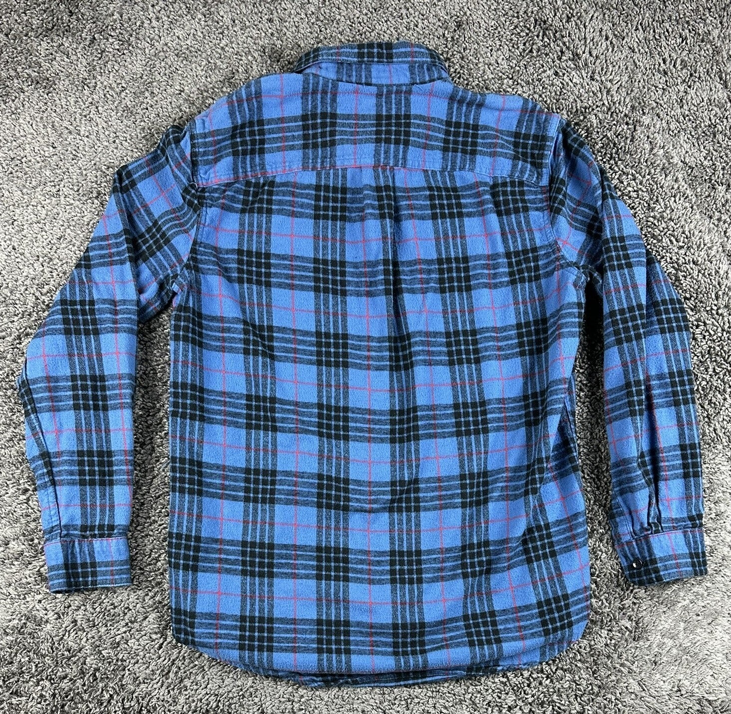 LL Bean Mens Scotch Plaid Flannel Shirt Slightly Fitted Blue Cotton Sz Medium