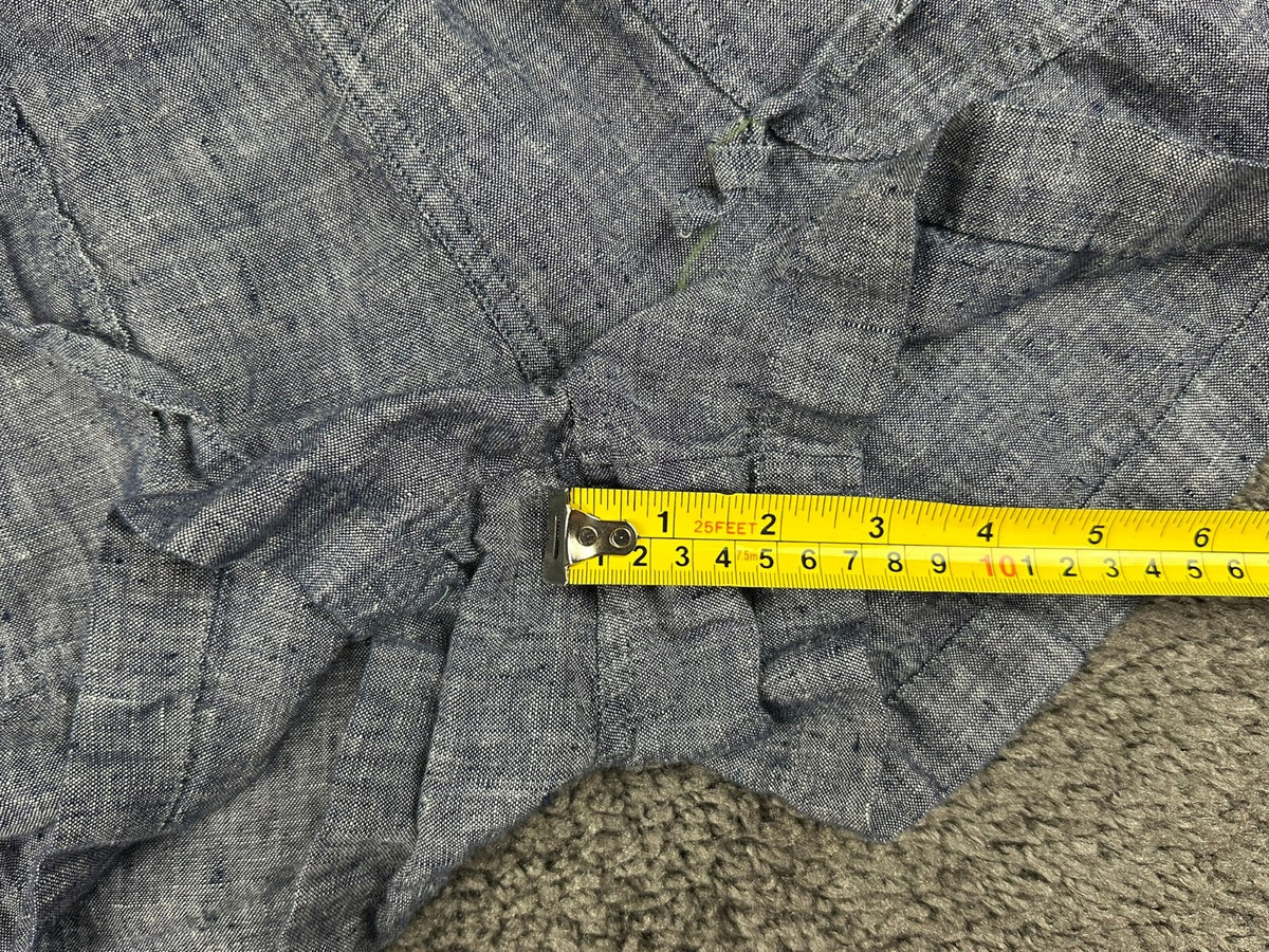 C&C California Womens M Blue 100% Linen Drawstring Pull On Casual Shorts