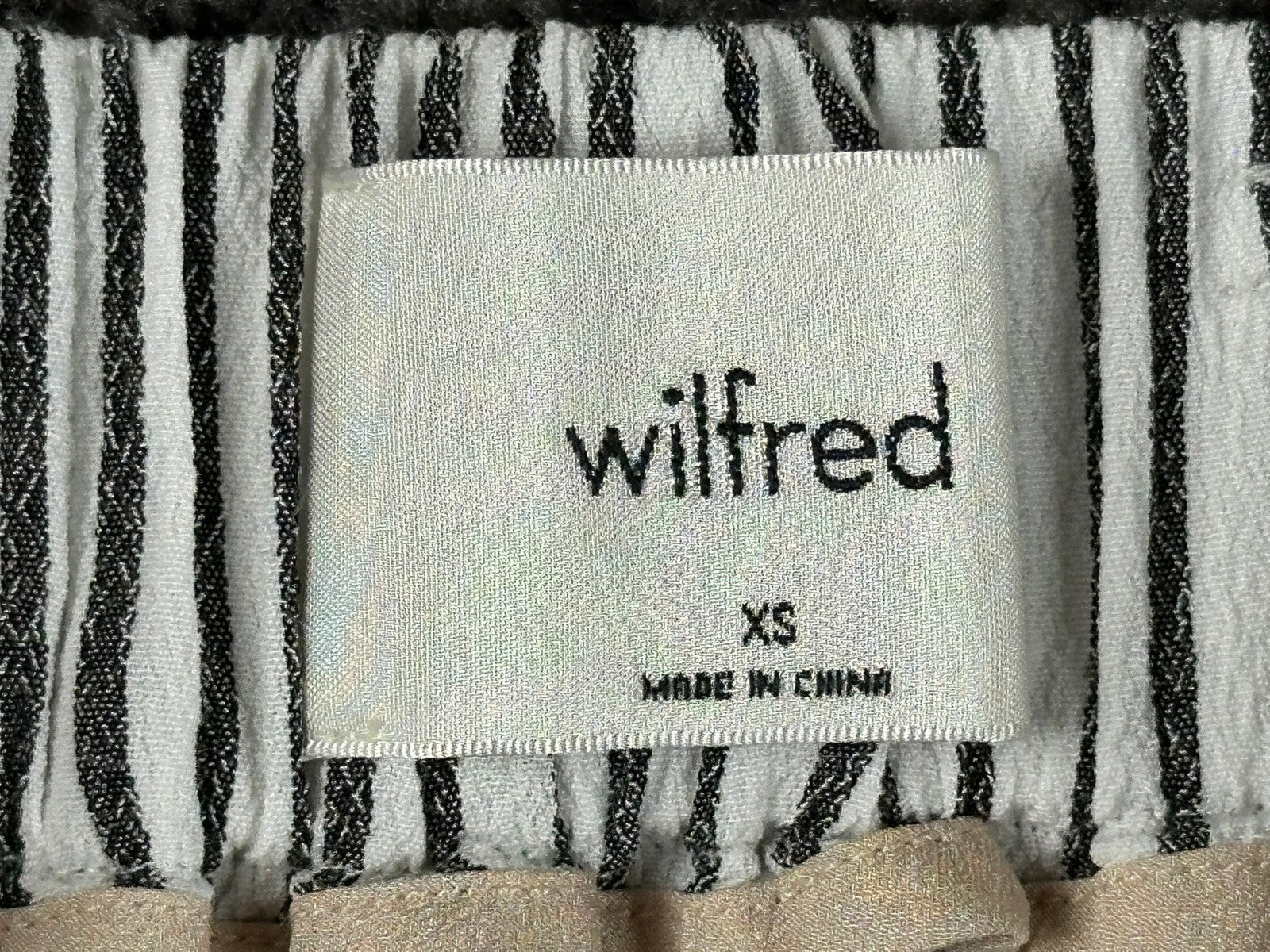 Aritzia Wilfred Faun Pants Womens Striped Wide Leg Cropped Tie Waist Sz XS