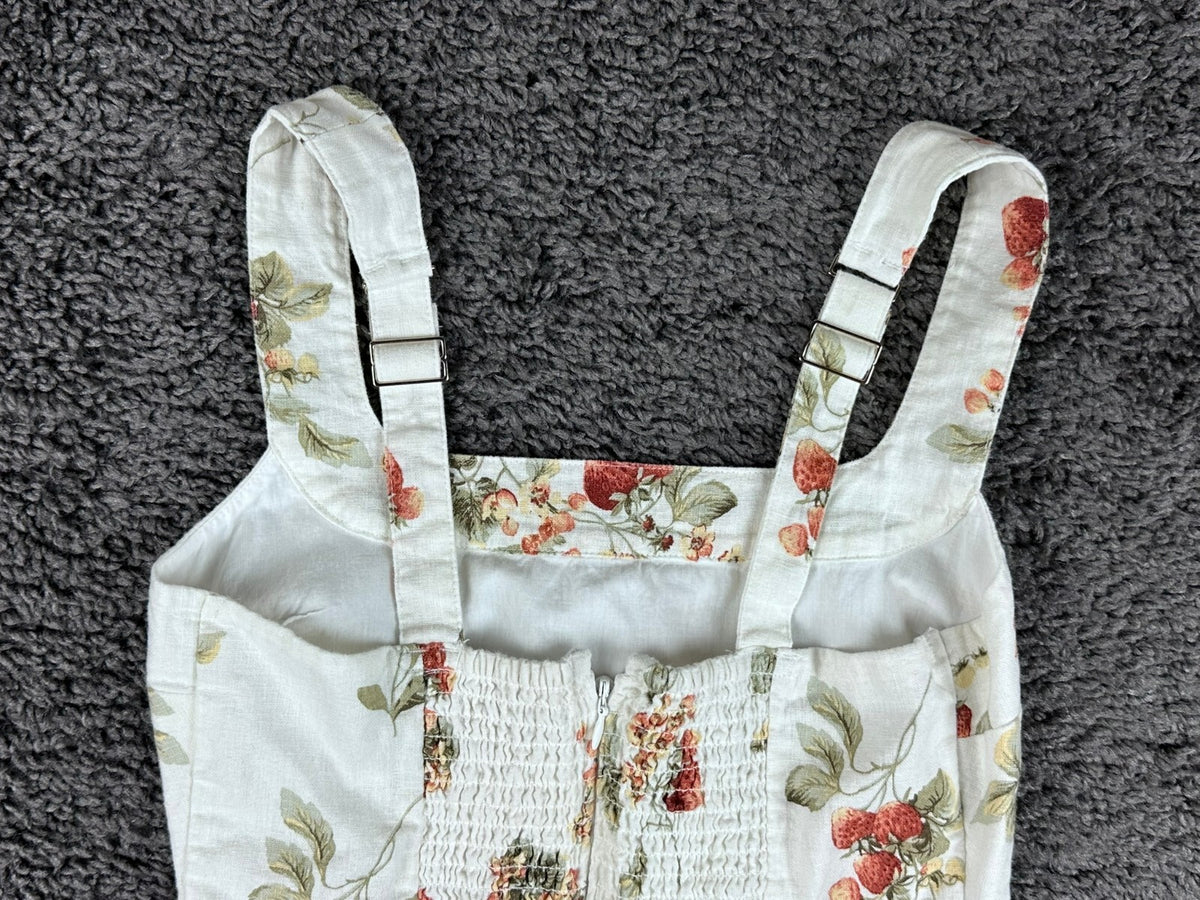 Abercrombie & Fitch Dress Womens XSP Sundress White Strawberry Linen