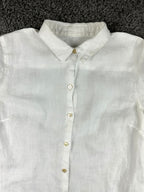 J. Jill Womens White 100% Linen Long Sleeve Button Up Shirt Size S Love Linen