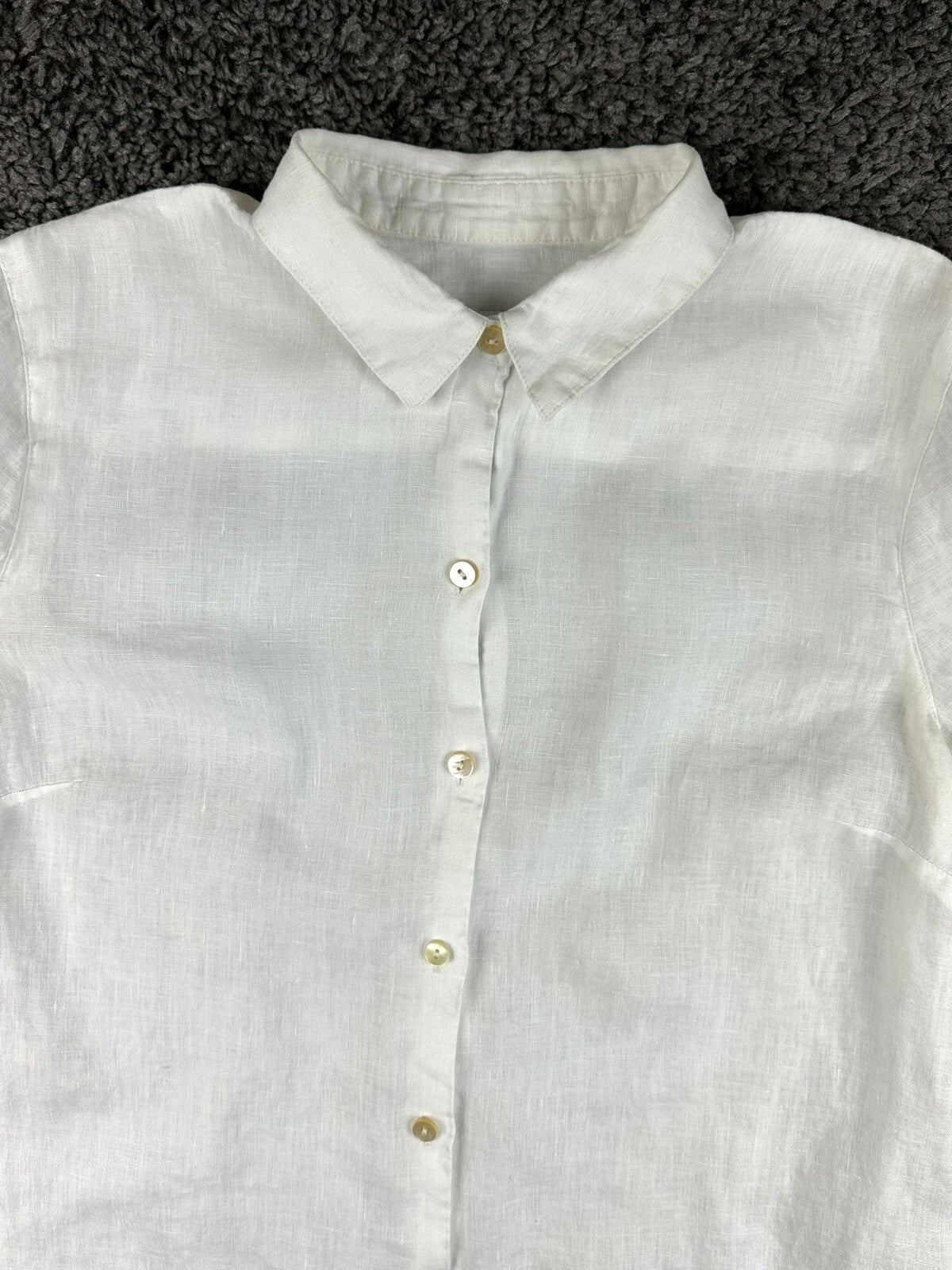 J. Jill Womens White 100% Linen Long Sleeve Button Up Shirt Size S Love Linen
