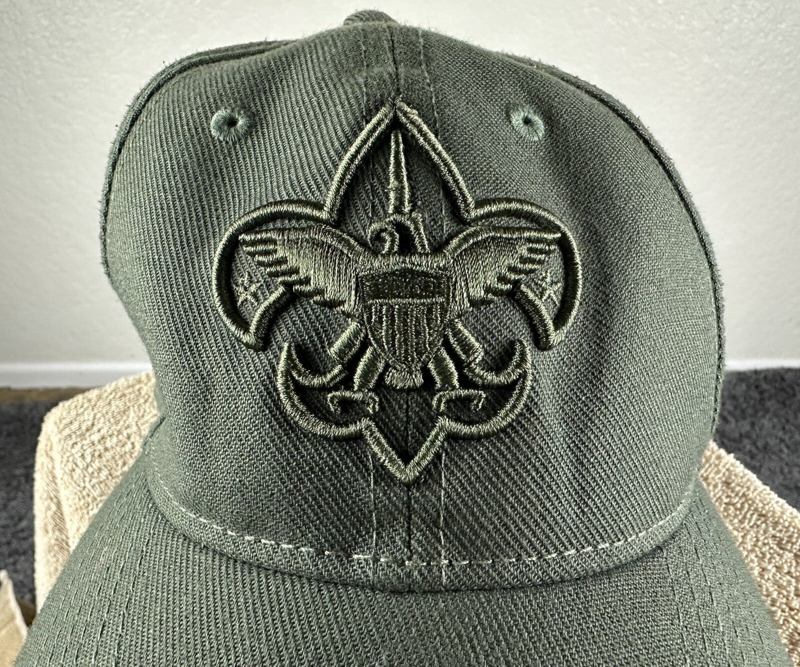 Boy Scouts of America BSA Olive Green Flexfit Stretch Uniform Cap Baseball Hat