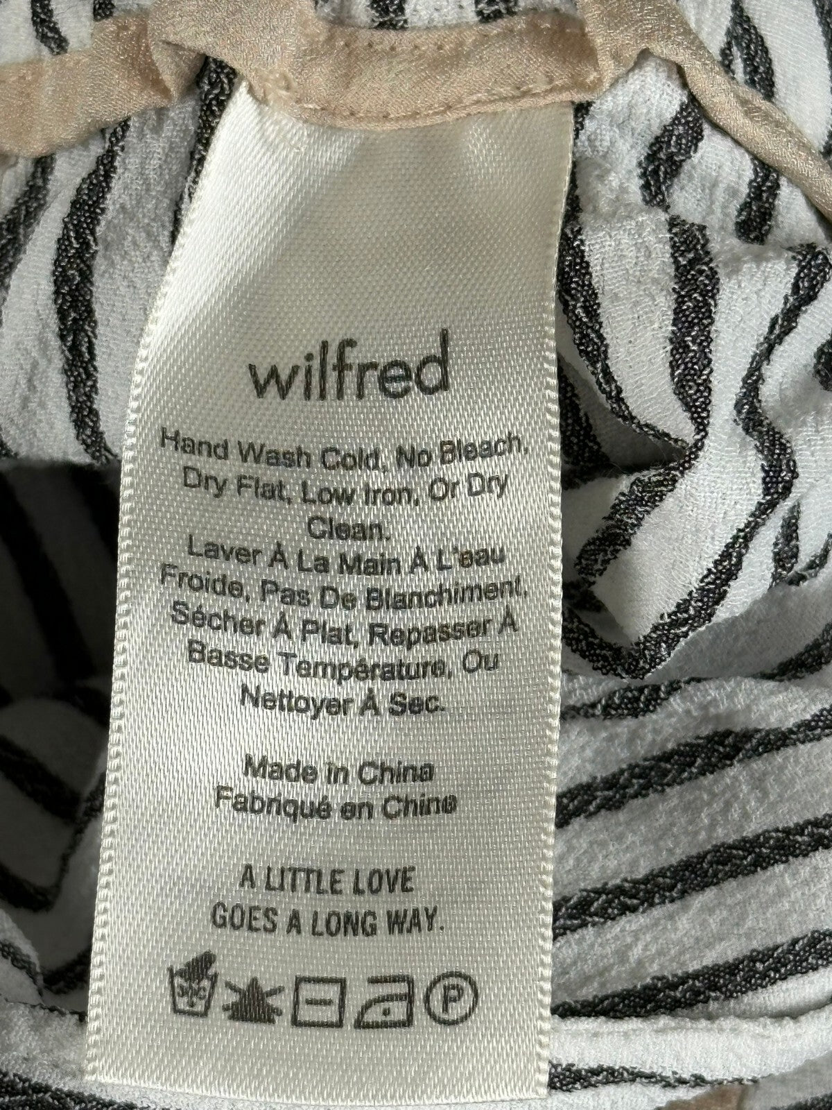 Aritzia Wilfred Faun Pants Womens Striped Wide Leg Cropped Tie Waist Sz XS