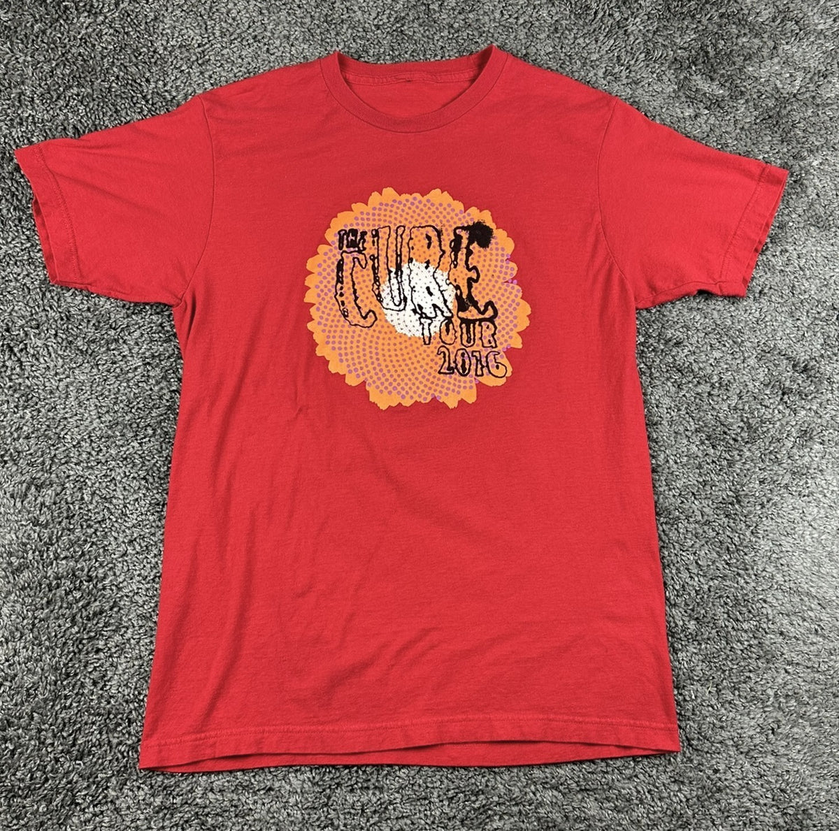 The Cure 2016 North American Tour Concert Band T-Shirt Red Sunburst Mens Medium