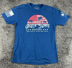 Grunt Style Uncle Sam's Beach Resorts T-Shirt Men Blue Patriotic Flag Tee Sz XL