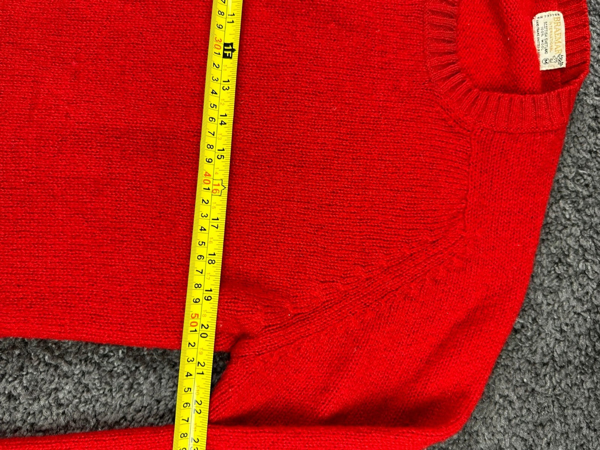 Braemar International Men's M Red 100% Wool Scottish Shetland Sweater Vintage