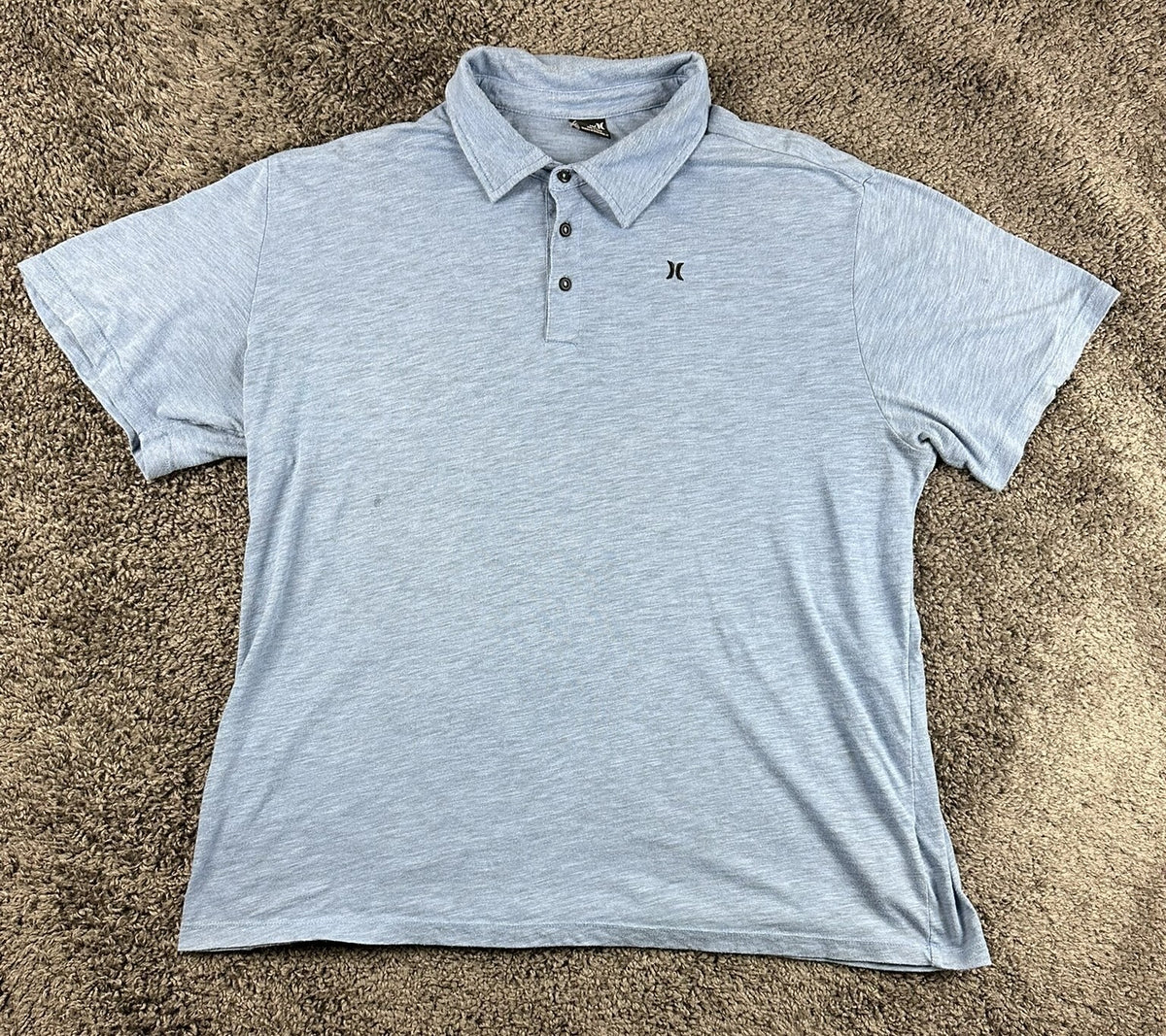 Hurley Mens XXL Polo Shirt Blue Heathered Short Sleeve Casual Cotton Blend Top