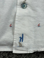 Johnnie-O Top Shelf Faber Shirt Mens White Sailboat Cotton Linen Button Up Sz XL