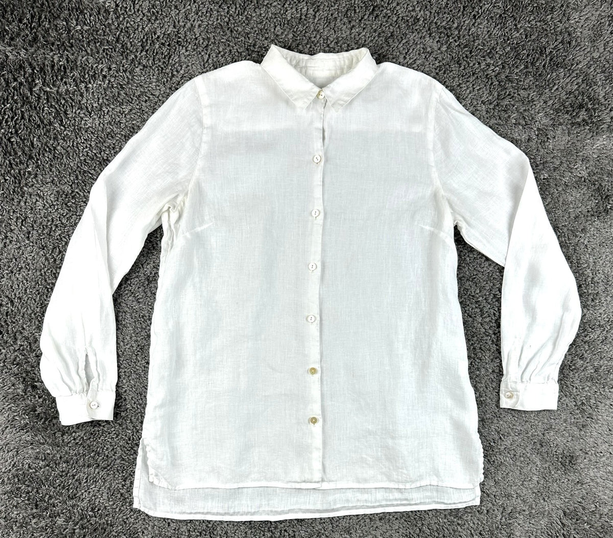J. Jill Womens White 100% Linen Long Sleeve Button Up Shirt Size S Love Linen