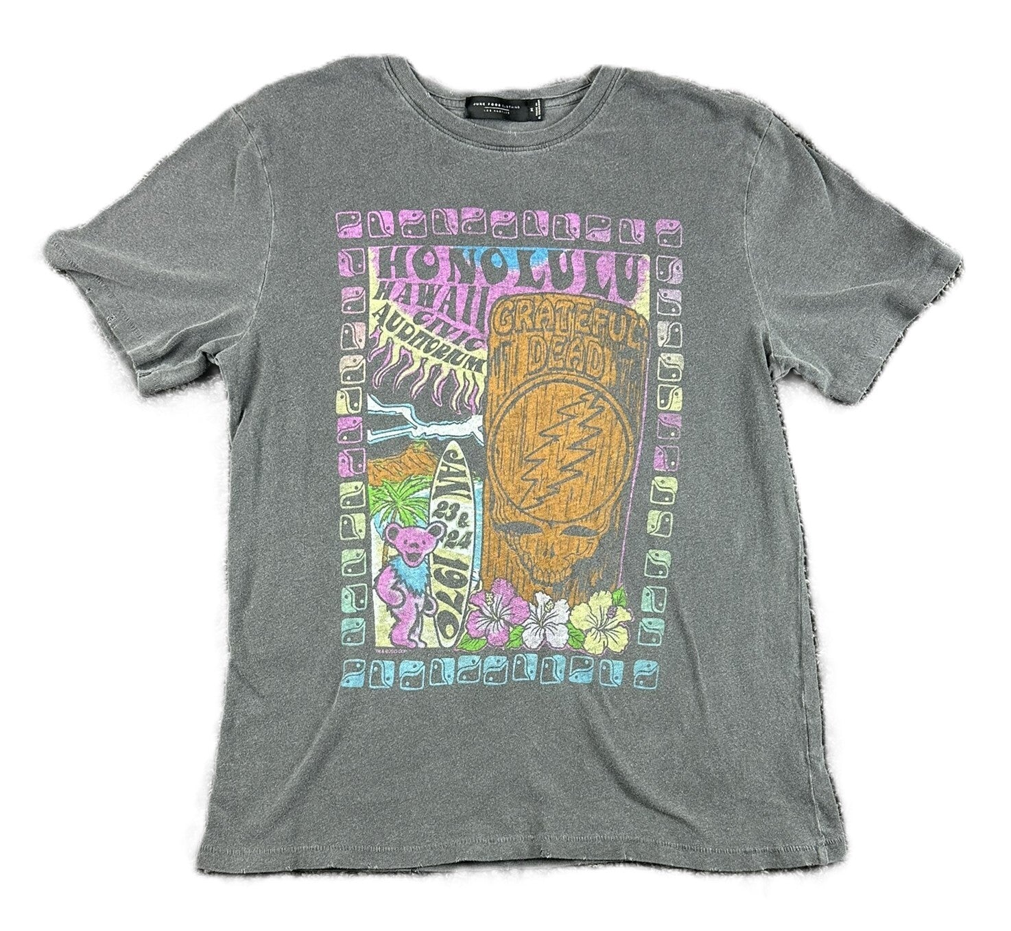 Junk Food Grateful Dead Shirt Mens Honolulu Hawaii 1970 Band Concert Gray Sz M