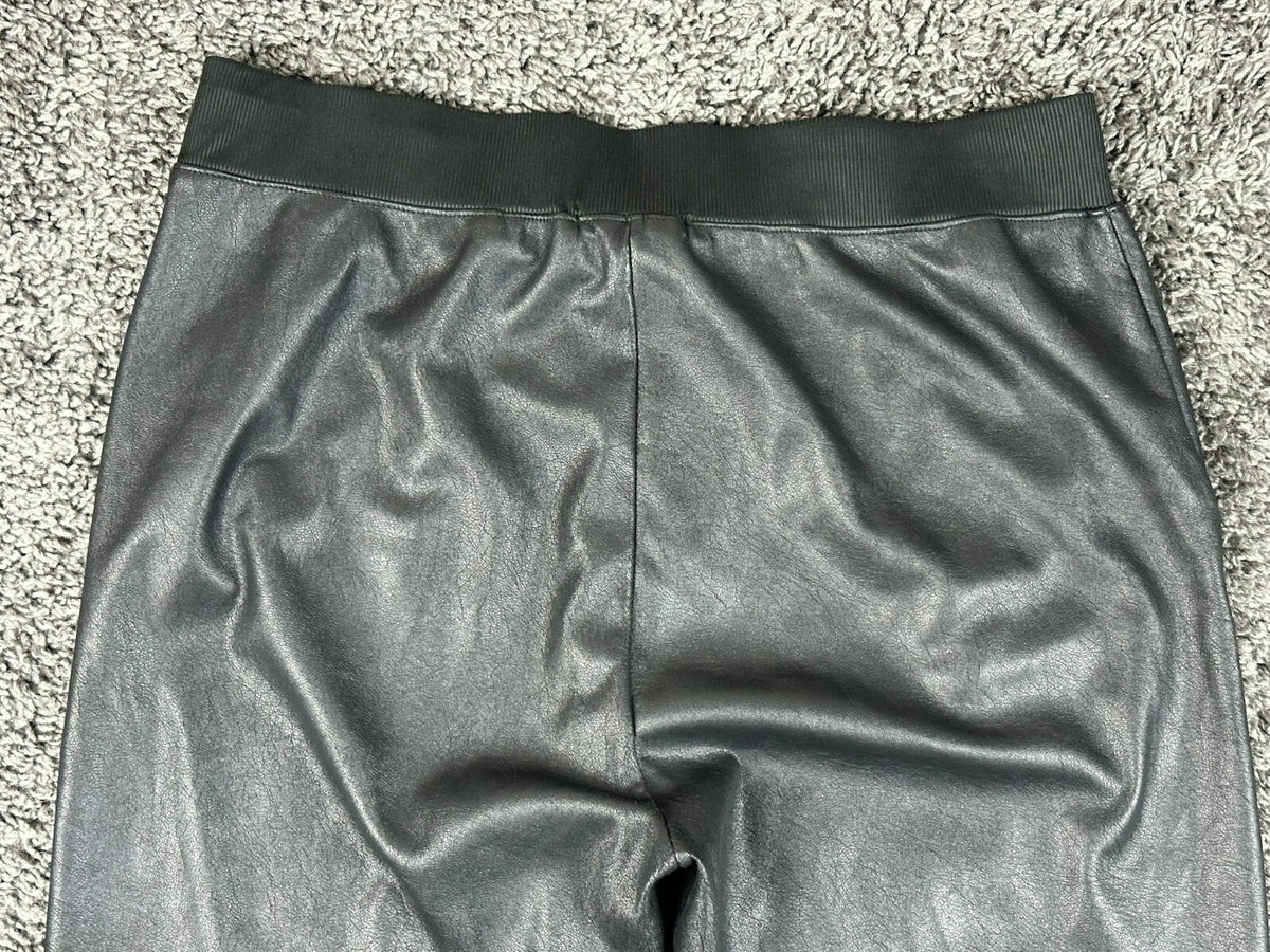Matty M Faux Leather Jogger Pants Womens Size Medium Black Elastic Waist