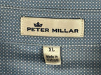 Peter Millar Mens XL Light Blue Micro Dot Performance Golf Polo Shirt Stretch