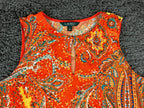 Lauren Ralph Lauren Womens M Orange Paisley Keyhole Sleeveless Top Blouse