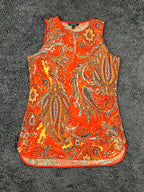 Lauren Ralph Lauren Womens M Orange Paisley Keyhole Sleeveless Top Blouse