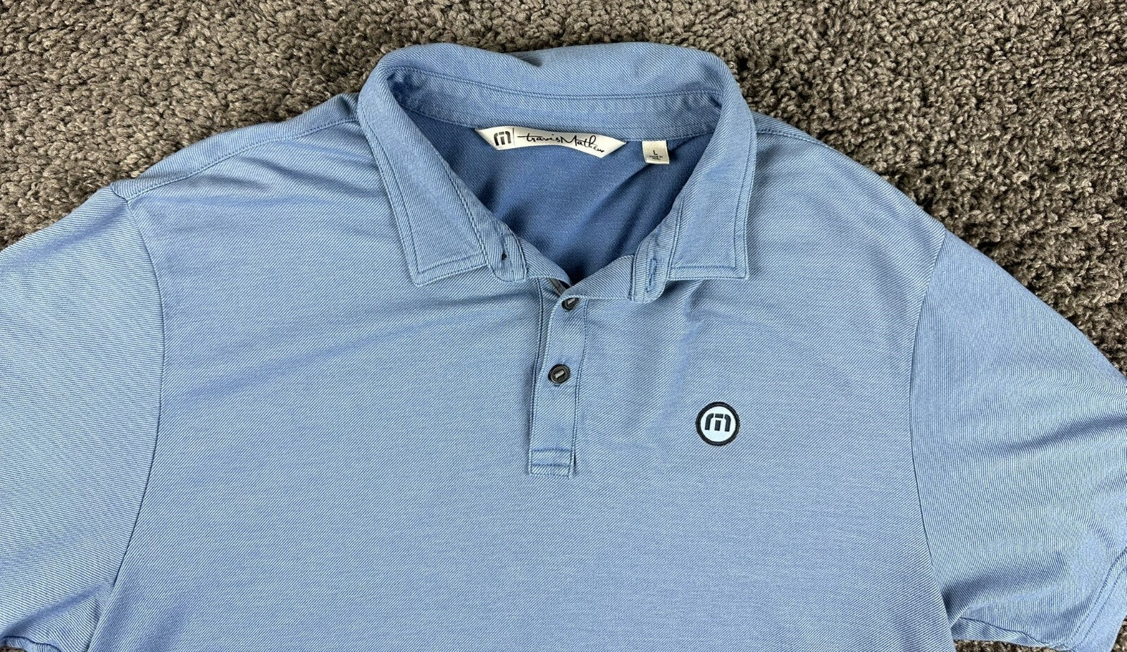 TravisMathew Polo Shirt Men Blue Pima Cotton Stretch Cranwell Golf Resort Sz L
