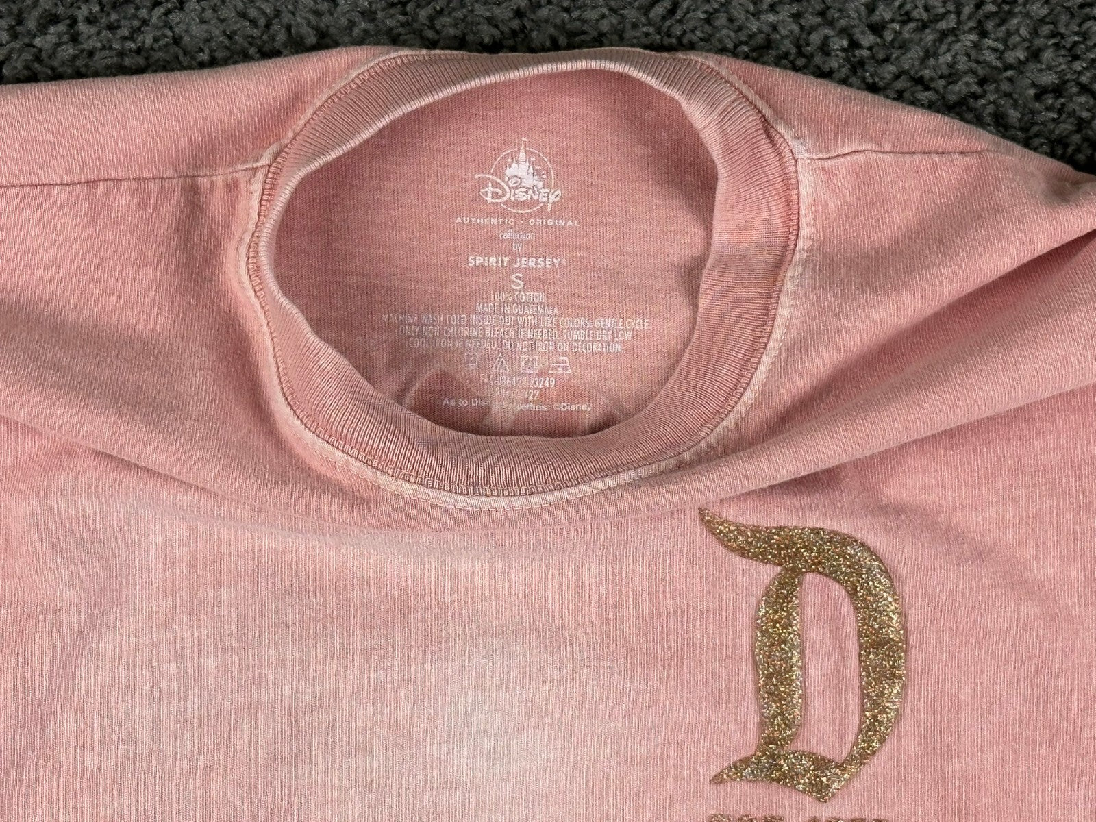 Disneyland Resort Spirit Jersey Womens Pink Gold Glitter Long Sleeve Sz Small
