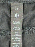 Lululemon ABC Slim-Fit 5 Pocket Pants Mens Black Warpstreme Trousers Sz 31x27