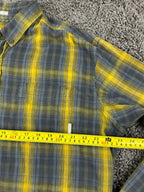 Columbia Cooper Lake Mens Plaid Shirt Yellow Gray Long Sleeve Button Down Sz XL