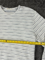 Marine Layer Men's Textured Crew Striped Long Sleeve Pullover Off-White XL