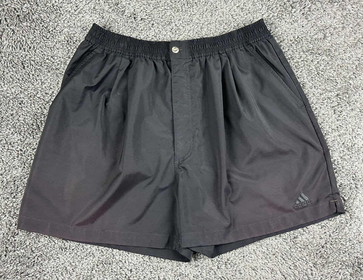 Vintage Adidas Mens XL Black Tennis Golf Athletic Shorts Elastic Zip Fly Y2K