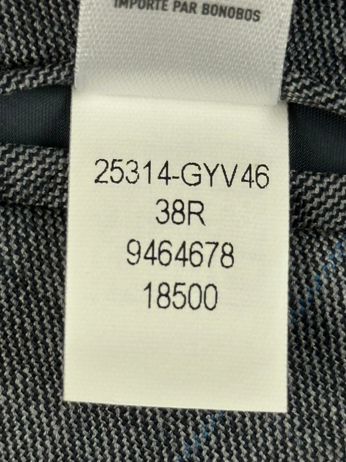 Bonobos Men's 38R Gray Plaid Slim Fit Wool Suit Jacket Blazer