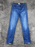J.Crew Jeans Womens 27 Lookout High Rise Skinny Blue Distressed Hem