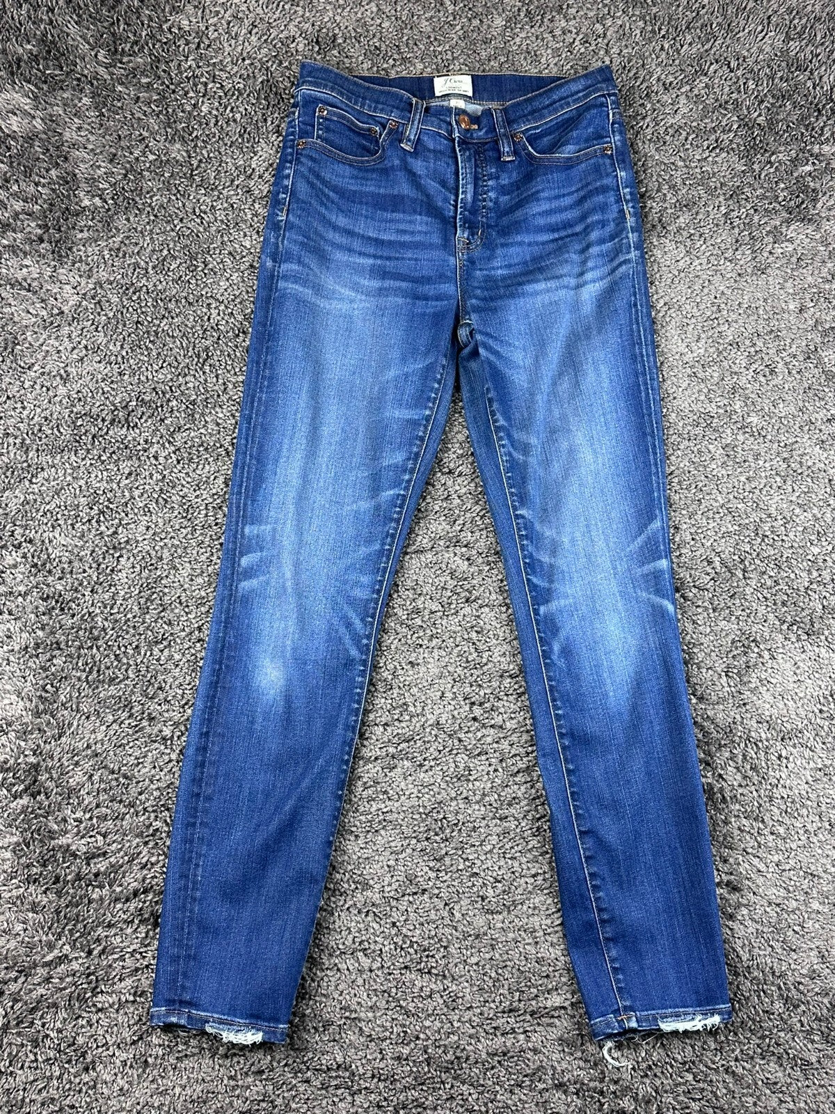 J.Crew Jeans Womens 27 Lookout High Rise Skinny Blue Distressed Hem
